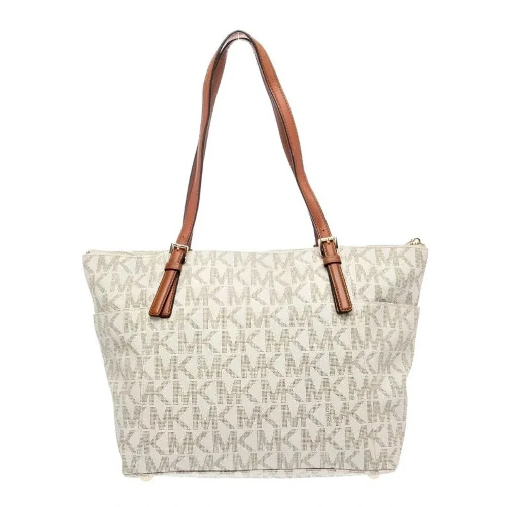 Michael Kors Printed Tote Leather Bag Jacquard Lining
